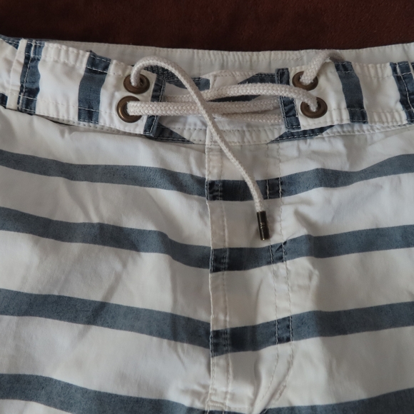 Vtg Polo Ralph Lauren Trunks 4.5” Shorts 30 USRL Ocean Patrol Blue Wht Striped - Picture 2 of 10